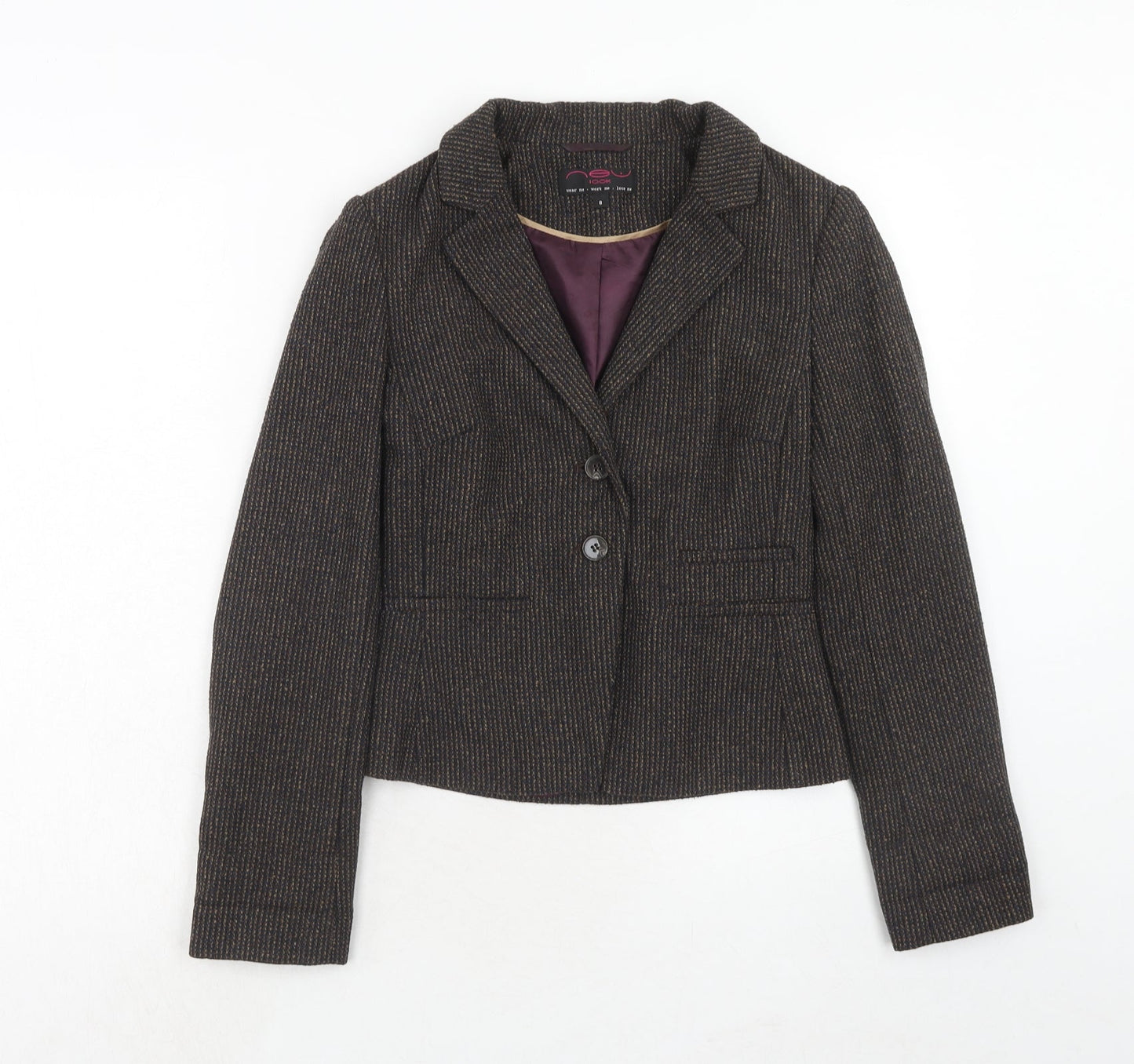 New Look Womens Brown Polyester Jacket Blazer Size 8