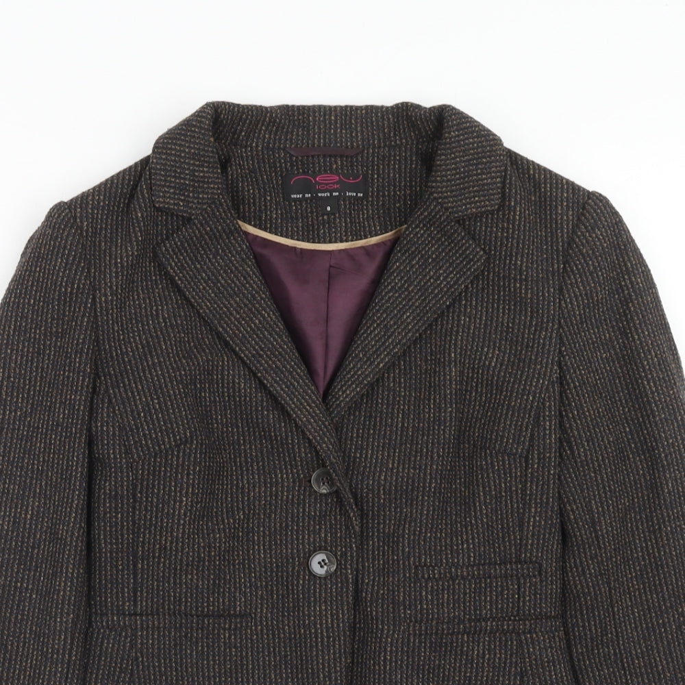 New Look Womens Brown Polyester Jacket Blazer Size 8