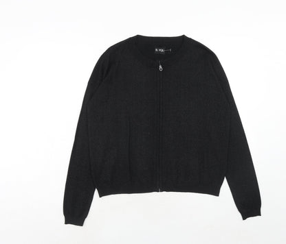 B.YOU Womens Black Round Neck Polyester Full Zip Jumper Size 12
