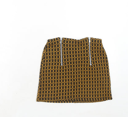 Cooperative Womens Orange Geometric Acrylic Mini Skirt Size XS Zip