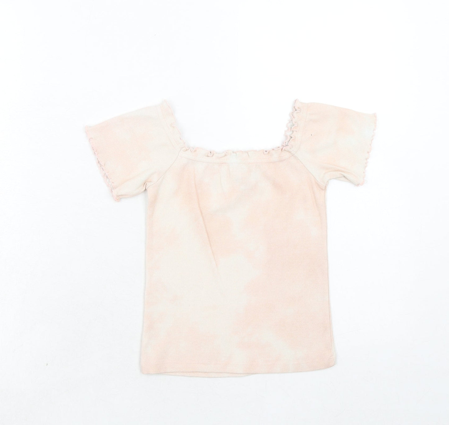 New Look Womens Pink Geometric Cotton Basic Blouse Size 10 Square Neck
