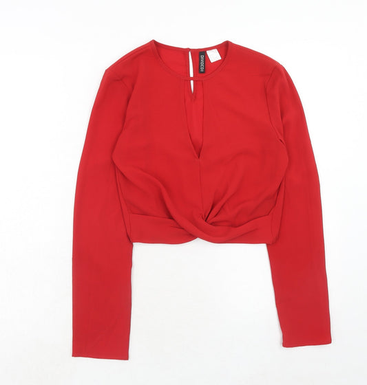 Womens UK Size 4 H&M Red Basic Blouse