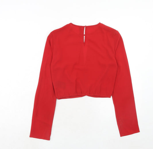 Womens UK Size 4 H&M Red Basic Blouse