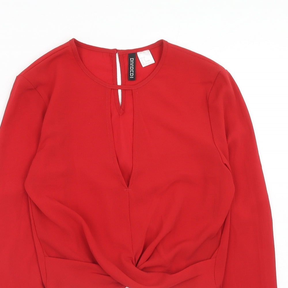 Womens UK Size 4 H&M Red Basic Blouse