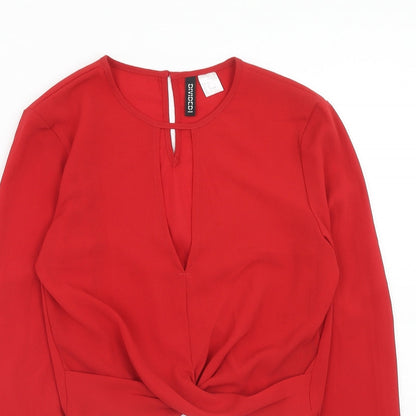 Womens UK Size 4 H&M Red Basic Blouse
