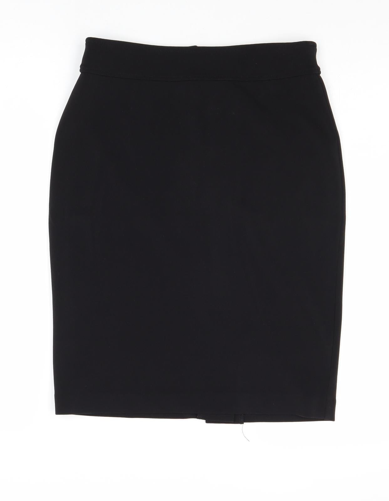 H&M Womens Black Polyester A-Line Skirt Size S Zip