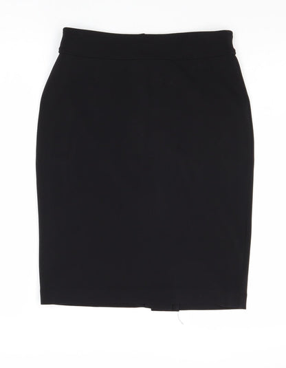 H&M Womens Black Polyester A-Line Skirt Size S Zip