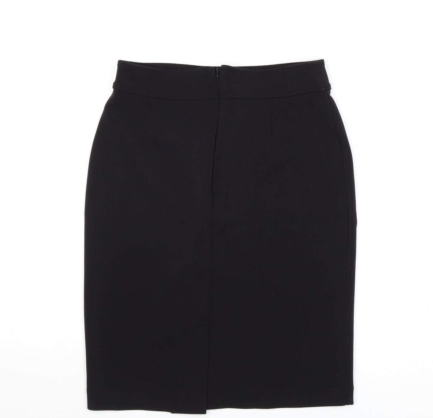 H&M Womens Black Polyester A-Line Skirt Size S Zip