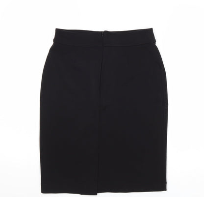 H&M Womens Black Polyester A-Line Skirt Size S Zip