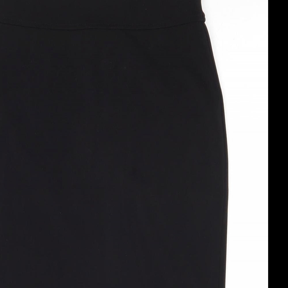 H&M Womens Black Polyester A-Line Skirt Size S Zip