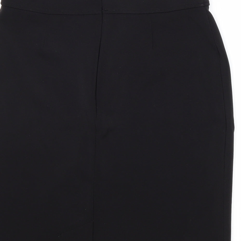 H&M Womens Black Polyester A-Line Skirt Size S Zip