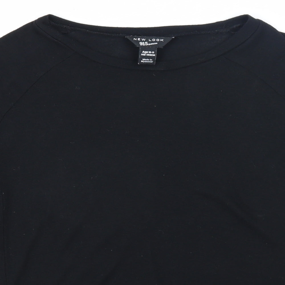 New Look Girls Black Round Neck Viscose Pullover Jumper Size 10-11 Years Pullover