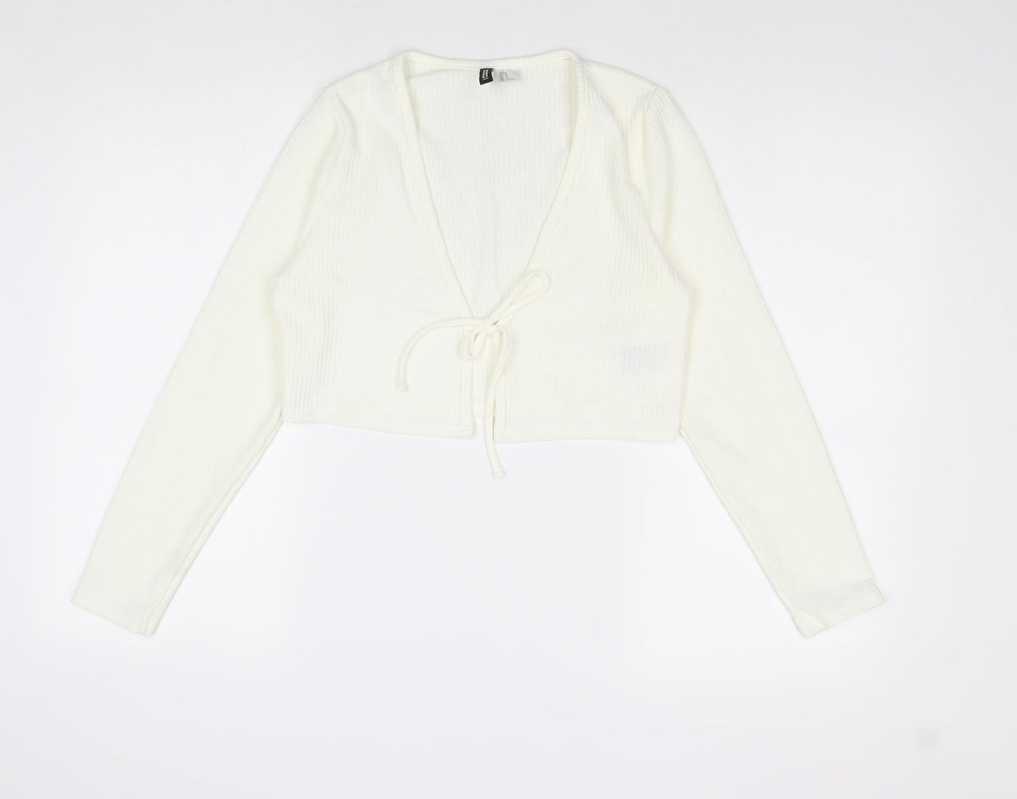 Womens UK Size M H&M Ivory Wrap Blouse