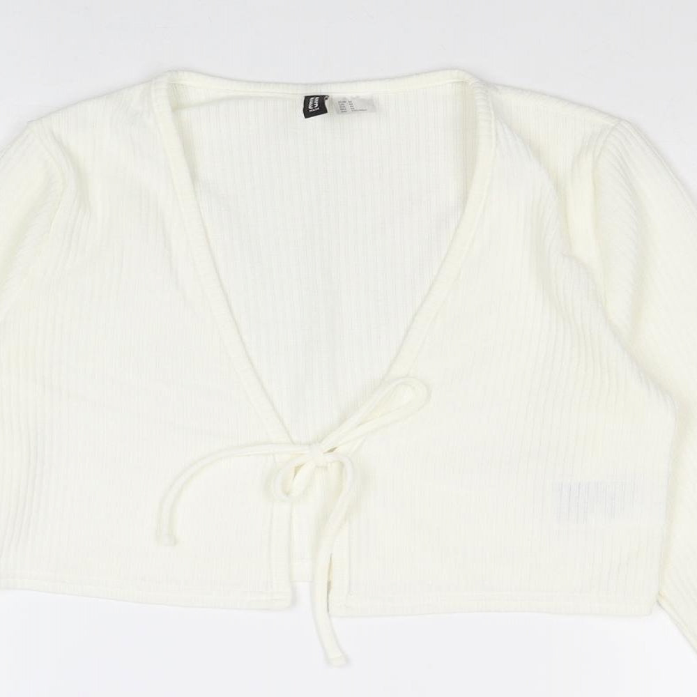 Womens UK Size M H&M Ivory Wrap Blouse