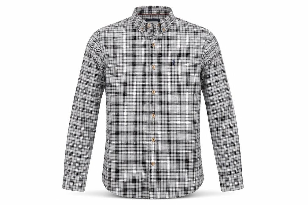 Mens UK Size M Zero Gram Grey  Button-Up Long Sleeve Casual Shirt