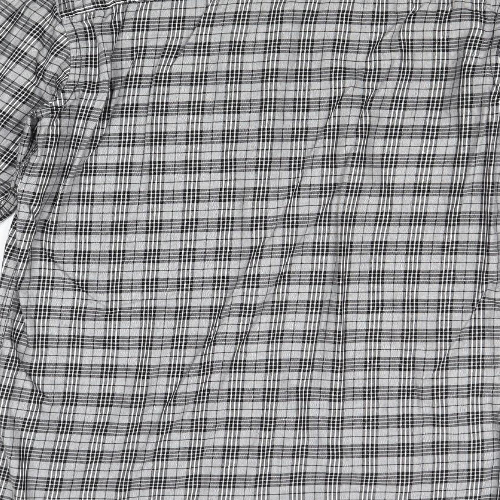 Zero Gram Mens Grey Plaid Cotton Button-Up Size M Collared Button