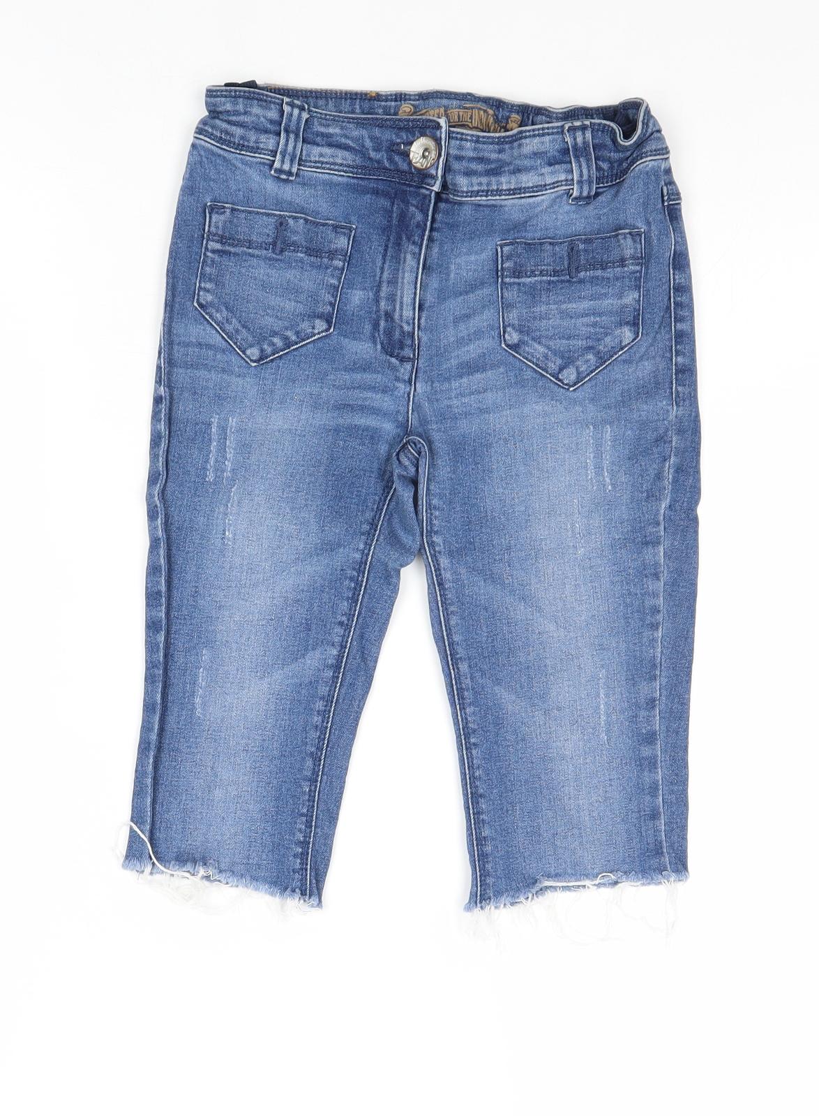 NEXT Girls Blue Cotton Cropped Jeans Size 9 Years Regular Zip