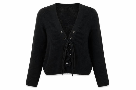 Forever 21 Womens Black V-Neck Acrylic Pullover Jumper Size S