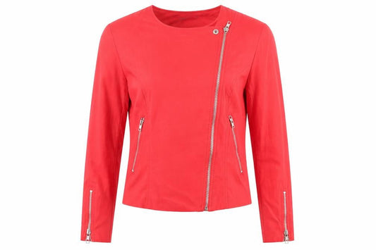 Womens UK Size 6 Boohoo Red Biker Coat