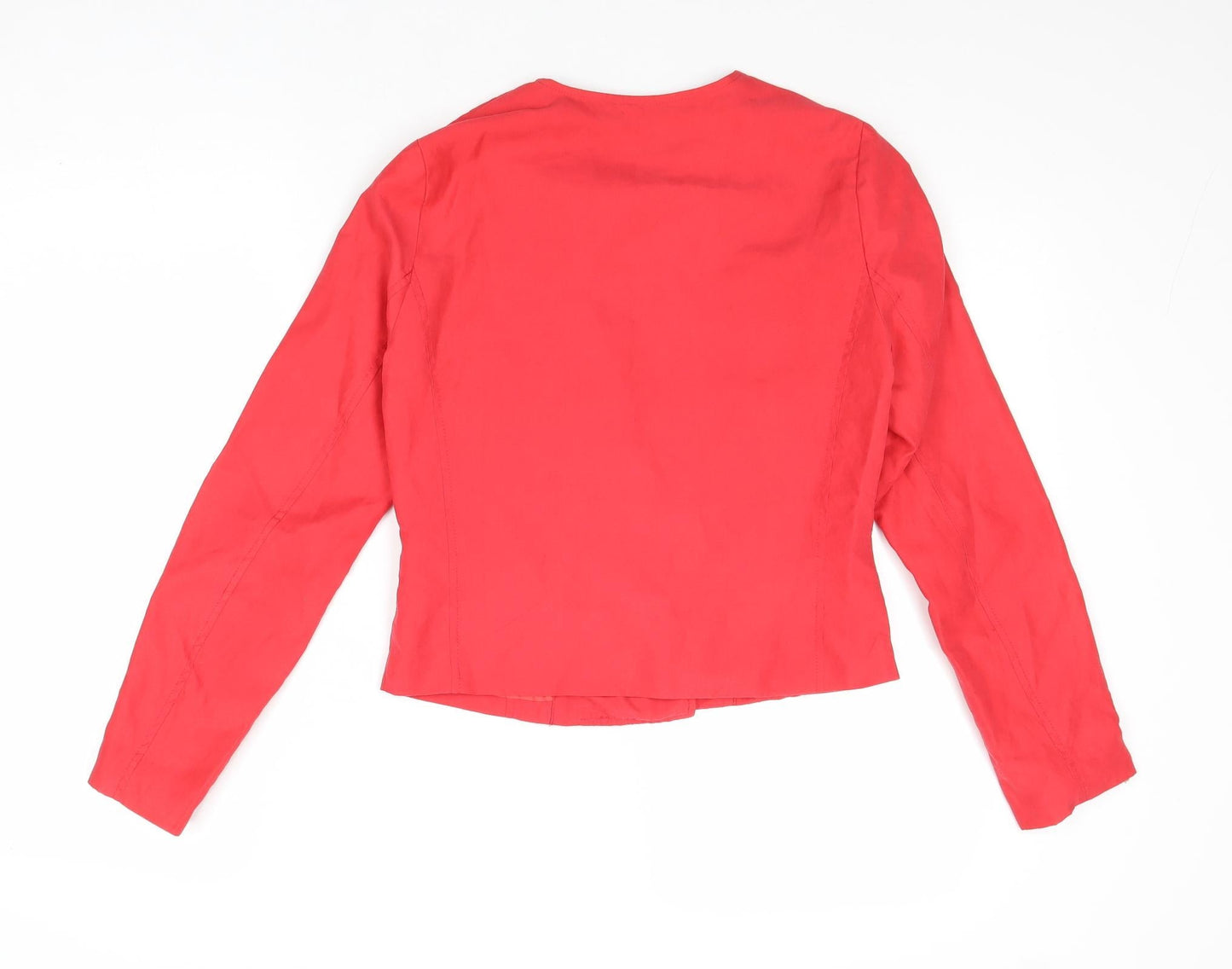 Boohoo Womens Red Biker Jacket Size 6 Zip