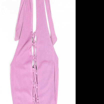 Boohoo Womens Purple Polyester Bodysuit One-Piece Size 6 Lace Up