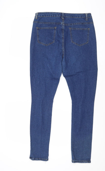 Boohoo Womens Blue Cotton Skinny Jeans Size 12 Regular Zip