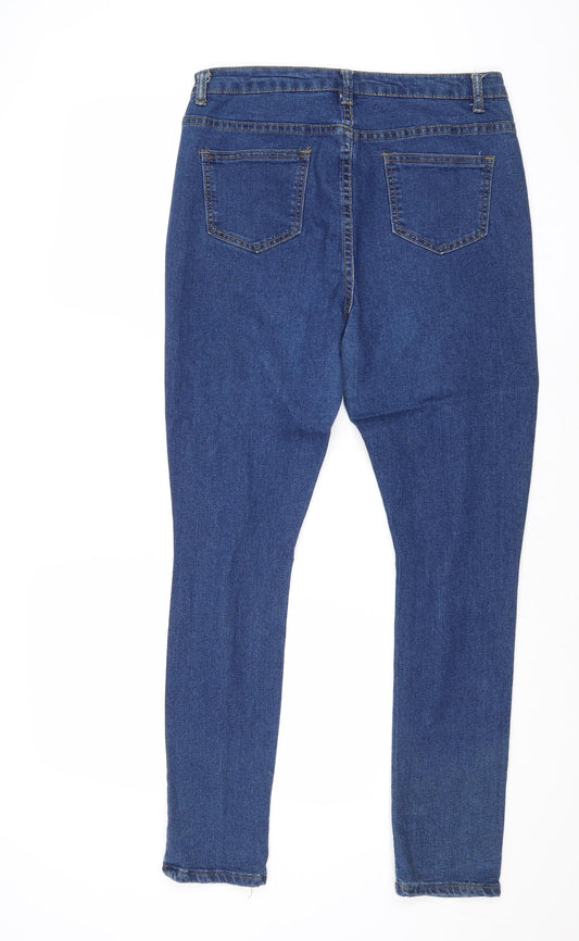 Boohoo Womens Blue Cotton Skinny Jeans Size 12 Regular Zip