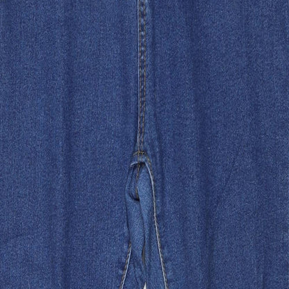 Boohoo Womens Blue Cotton Skinny Jeans Size 12 Regular Zip