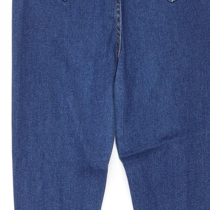 Boohoo Womens Blue Cotton Skinny Jeans Size 12 Regular Zip