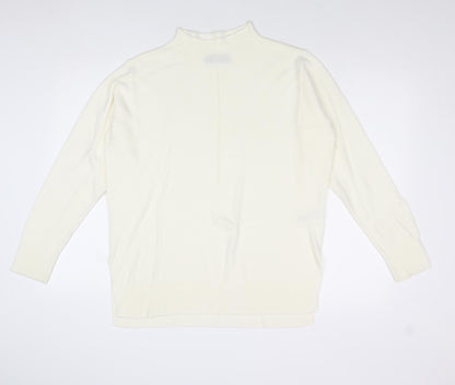Marks and Spencer Womens Ivory Mock Neck Acrylic Pullover Jumper Size M