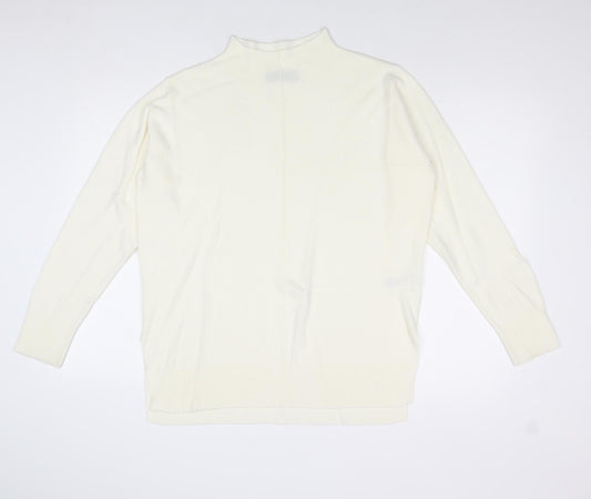 Marks and Spencer Womens Ivory Mock Neck Acrylic Pullover Jumper Size M