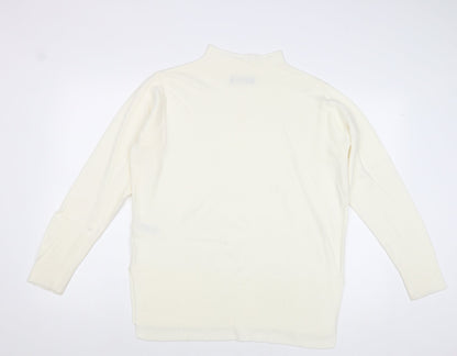 Marks and Spencer Womens Ivory Mock Neck Acrylic Pullover Jumper Size M