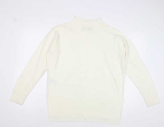 Marks and Spencer Womens Ivory Mock Neck Acrylic Pullover Jumper Size M