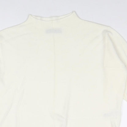Marks and Spencer Womens Ivory Mock Neck Acrylic Pullover Jumper Size M