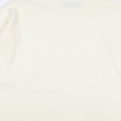 Marks and Spencer Womens Ivory Mock Neck Acrylic Pullover Jumper Size M