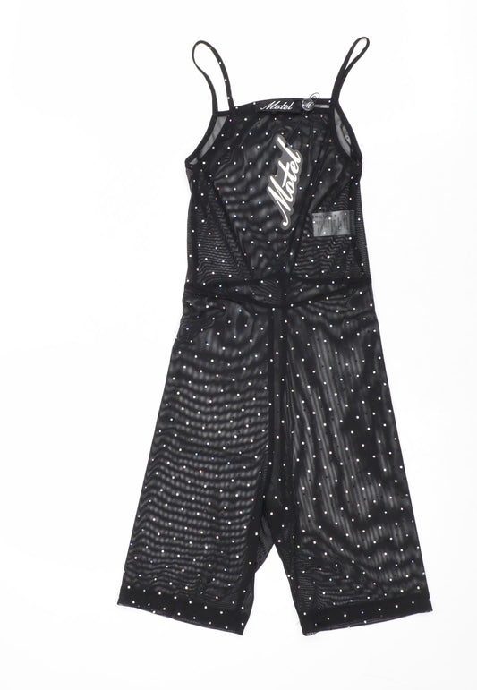 Motel Womens Black Polyester Jumpsuit One-Piece Size XS Pullover