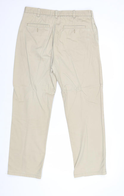 Armando Mens Beige Cotton Trousers Size 34 in Regular Zip