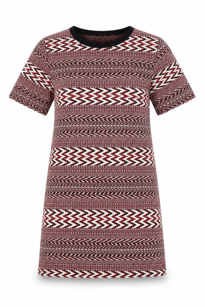 NEXT Womens Red Geometric Cotton T-Shirt Dress Size 8 Round Neck Pullover