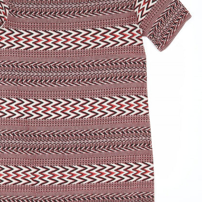 NEXT Womens Red Geometric Cotton T-Shirt Dress Size 8 Round Neck Pullover