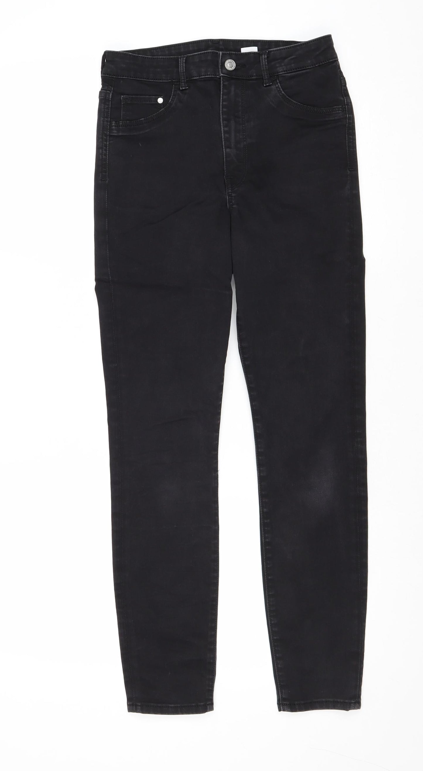 Womens UK Size 28 in H&M Regular Fit Straight Black Jeans