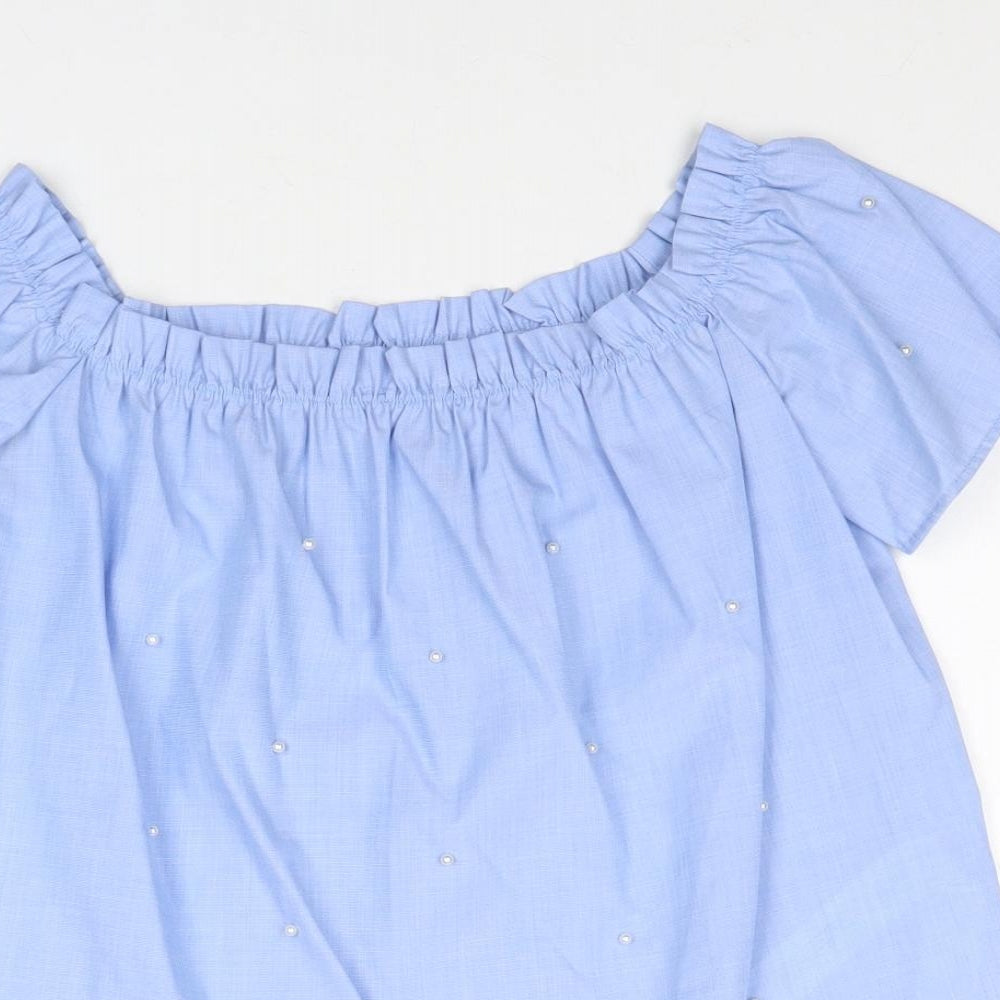 Womens UK Size S Stradivarius Blue Basic Blouse
