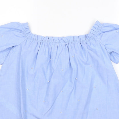 Womens UK Size S Stradivarius Blue Basic Blouse