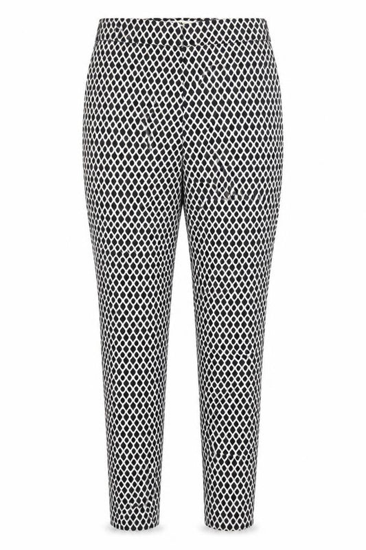H&M Womens Black Geometric Cotton Chino Trousers Size 8 Regular Zip