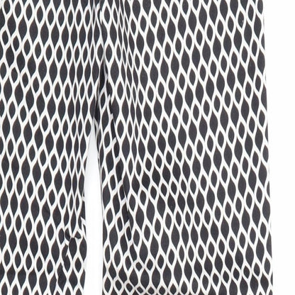 H&M Womens Black Geometric Cotton Chino Trousers Size 8 Regular Zip