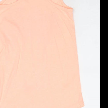 Gap Girls Orange Cotton Pullover Tank Size L Scoop Neck Pullover - Palm Trees