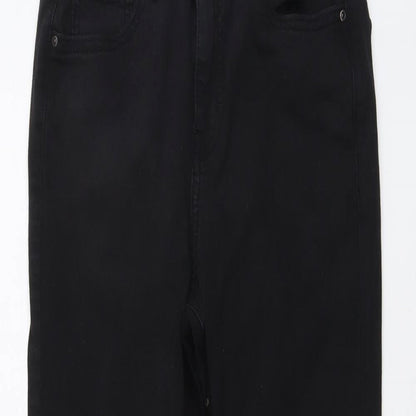 Topshop Womens Black Cotton Straight Jeans Size 26 in L26 in Regular Button