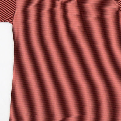 New Trend Womens Red Striped Cotton Basic T-Shirt Size S Round Neck