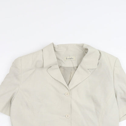 Izabelle Womens Beige Polyester Jacket Blazer Size 14