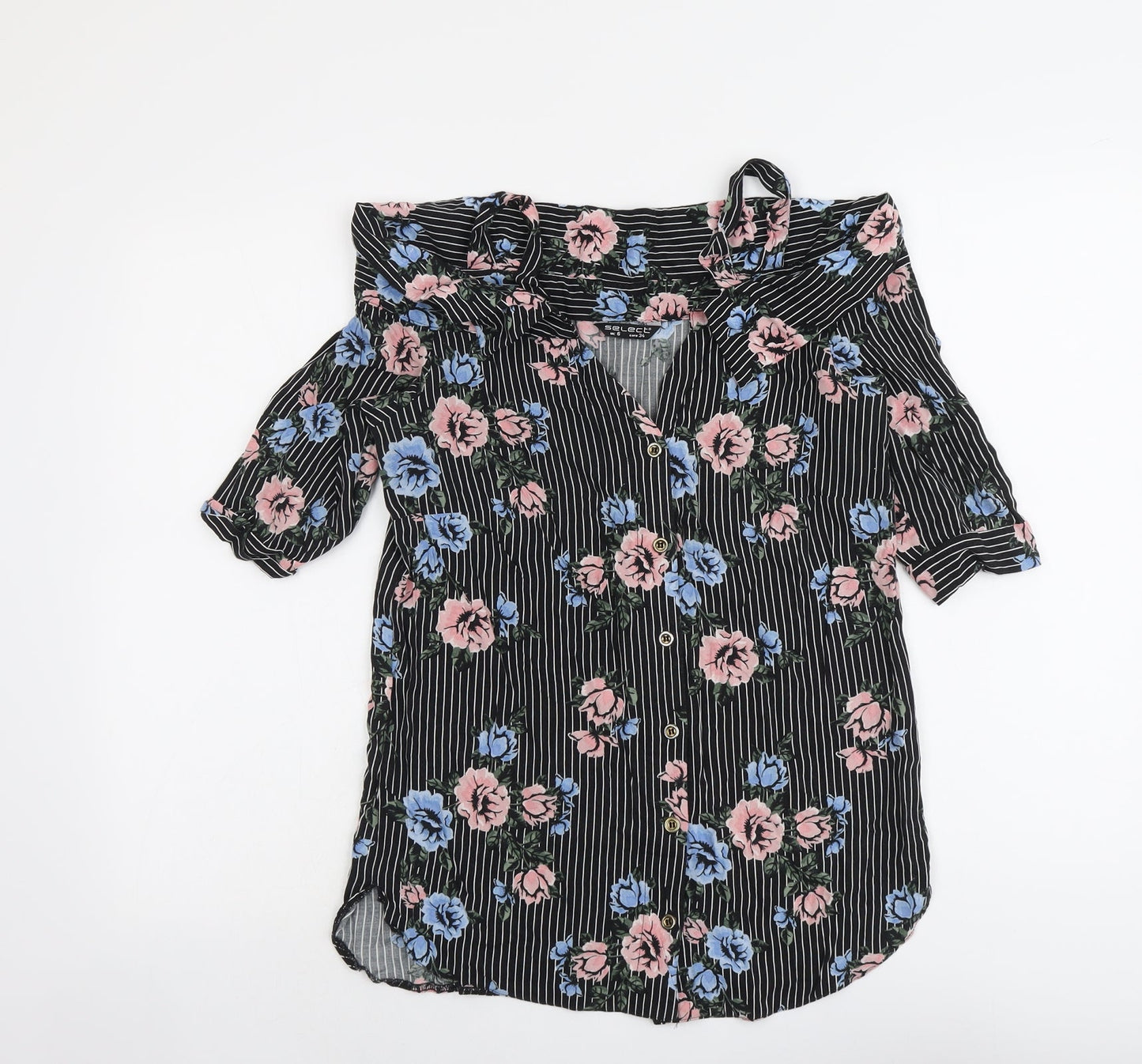 Womens UK Size 6 Select Black Basic Button-Up
