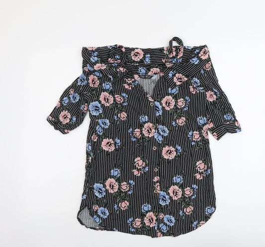 Womens UK Size 6 Select Black Basic Button-Up